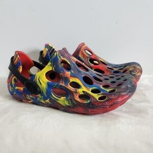 Merrell Hydro Moc Bloom Rainbow Blue Red Yellow Slide Sandals Women's Size 8